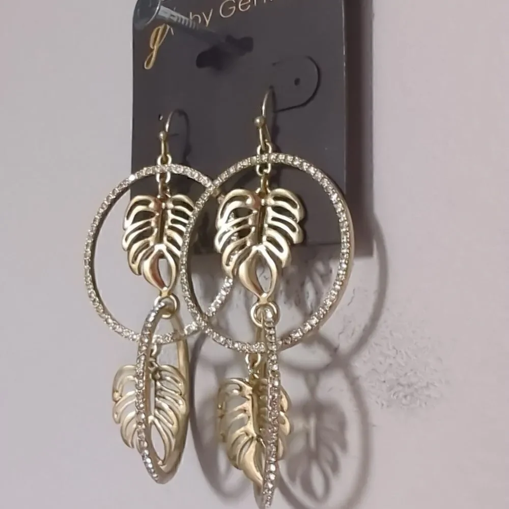 NWT Gold Palm Earrings